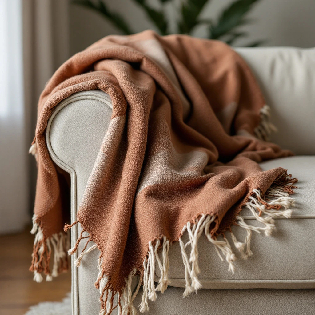 Throw draped on a sofa